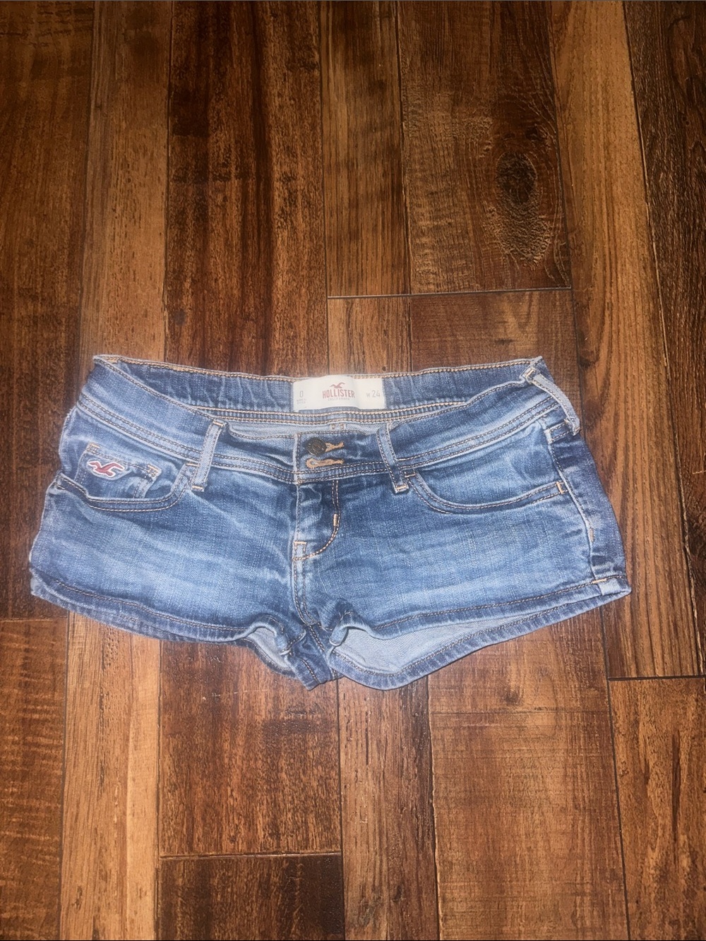 Hollister Light Blue Distressed Denim Short Shorts